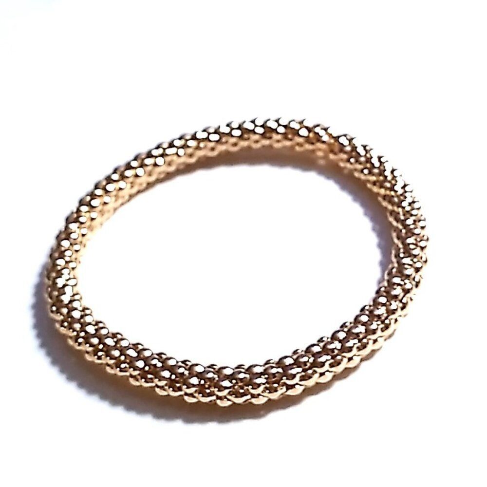 Gold-tone Beaded Stretch Bracelet Fits Wrist 6.5-7.25"
